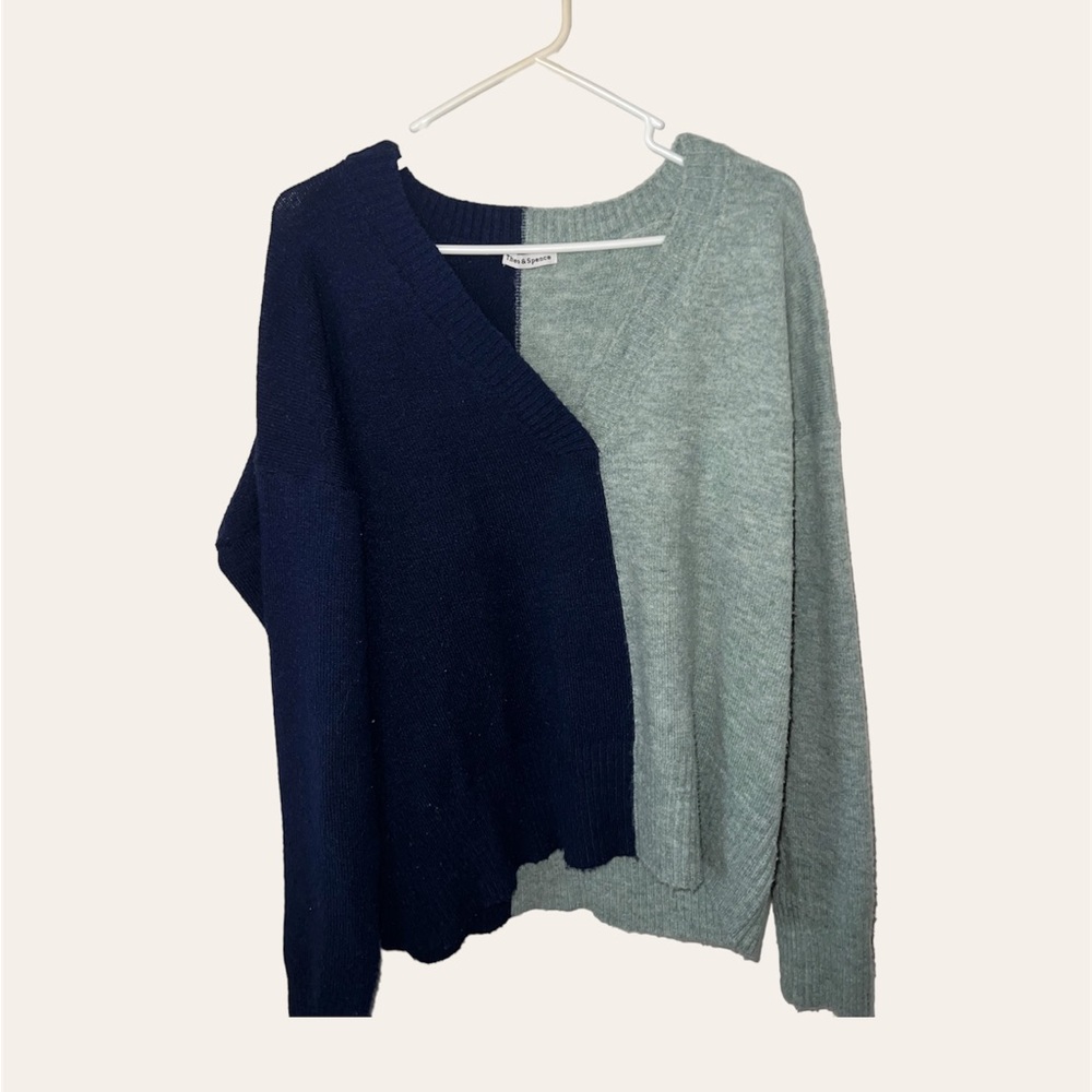 Theo & Spence Colorblock V-Neck Sweater